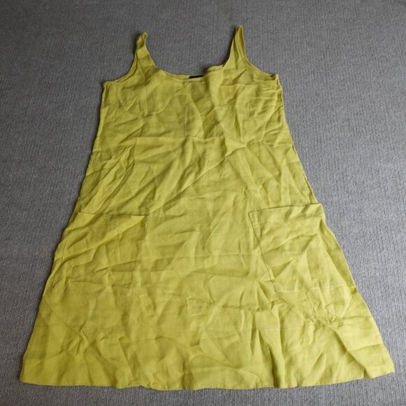 Eileen Fisher Dresses & Skirts - Eileen Fisher Womens Dress Small Yellow Solid 100% Linen Sleeveless A-Line
